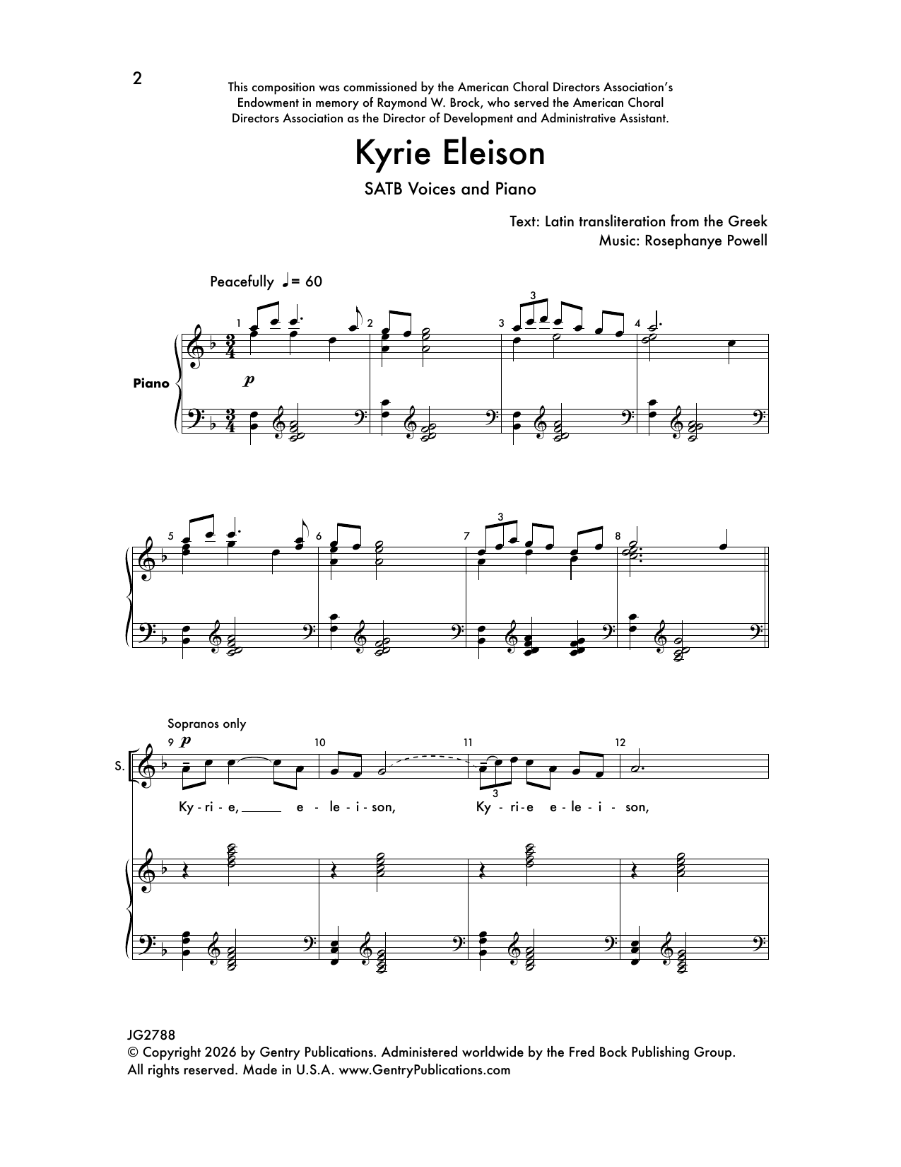 Rosephanye Powell Kyrie Eleison in F Major sheet music notes and chords arranged for SATB divisi Choir