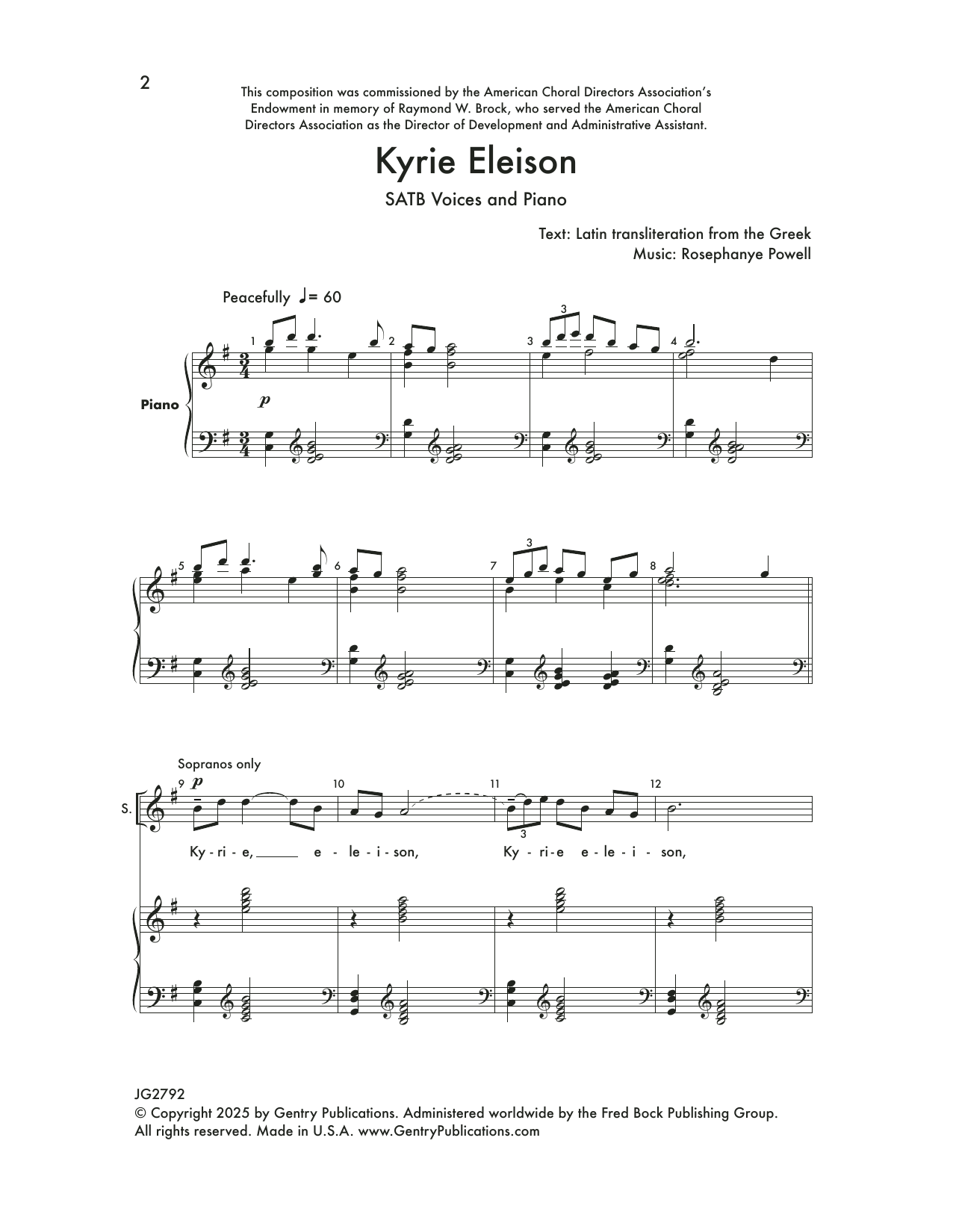 Rosephanye Powell Kyrie Eleison In G Major sheet music notes and chords arranged for SATB divisi Choir