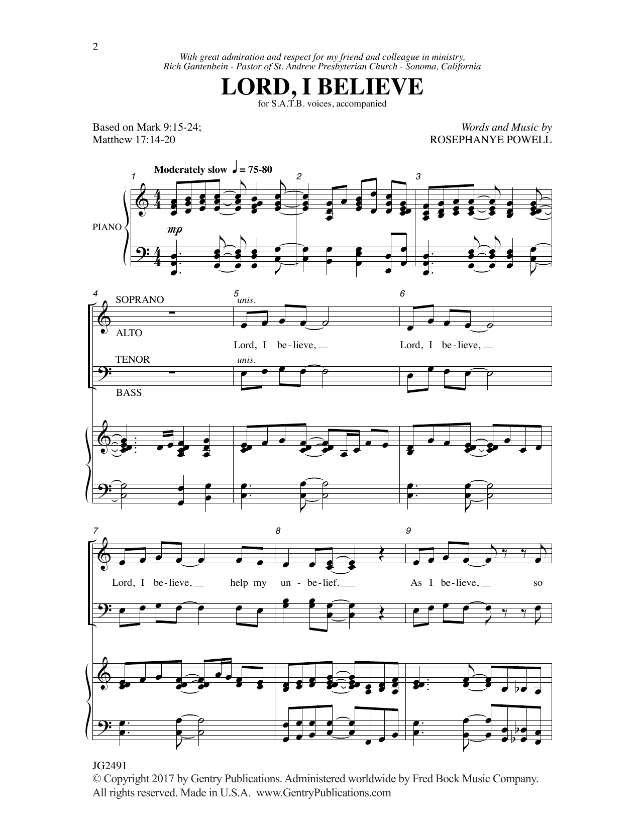 Rosephanye Powell Lord, I Believe sheet music notes and chords arranged for SATB Choir