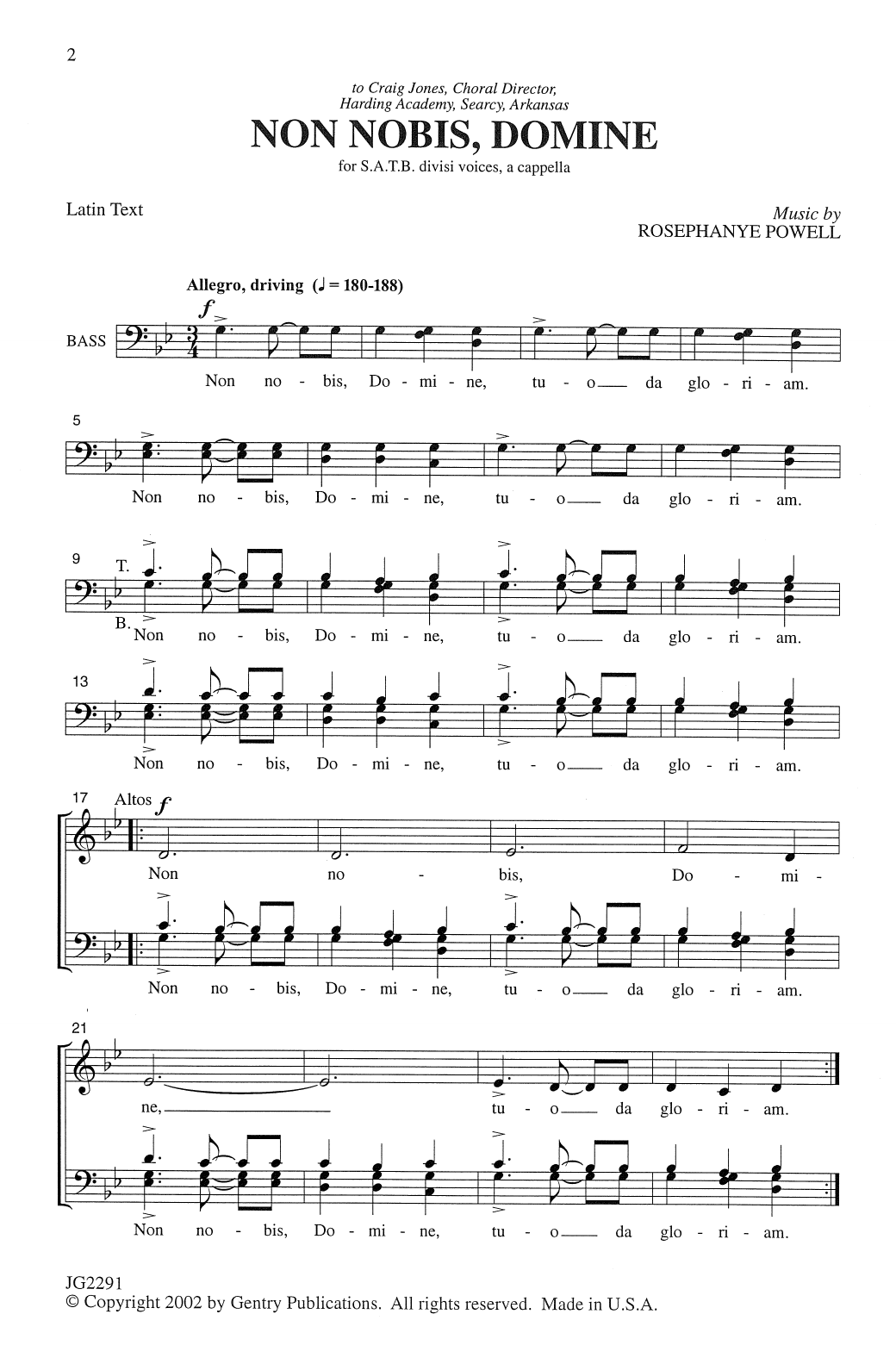 Rosephanye Powell Non Nobis, Domine sheet music notes and chords arranged for SATB Choir