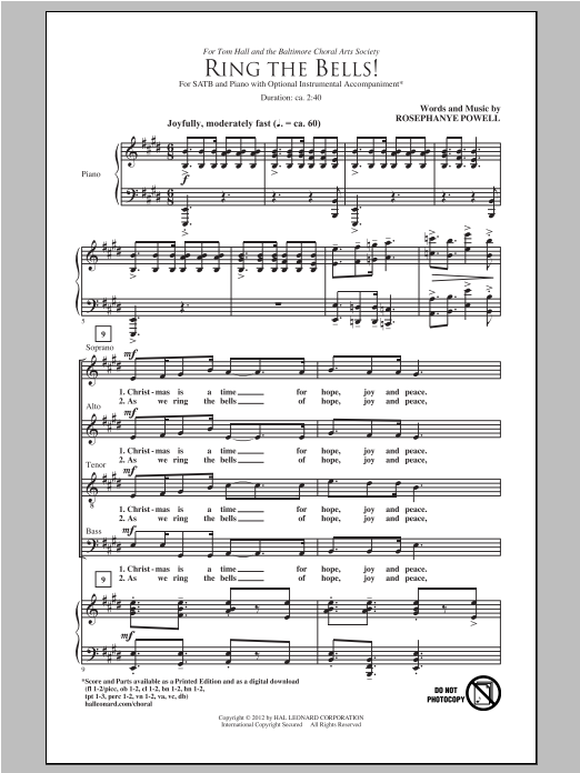 Rosephanye Powell Ring The Bells! sheet music notes and chords arranged for SATB Choir