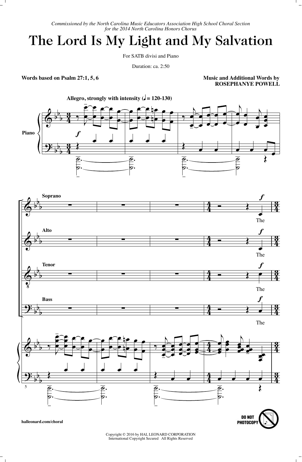 Rosephanye Powell The Lord Is My Light And My Salvation sheet music notes and chords arranged for SATB Choir