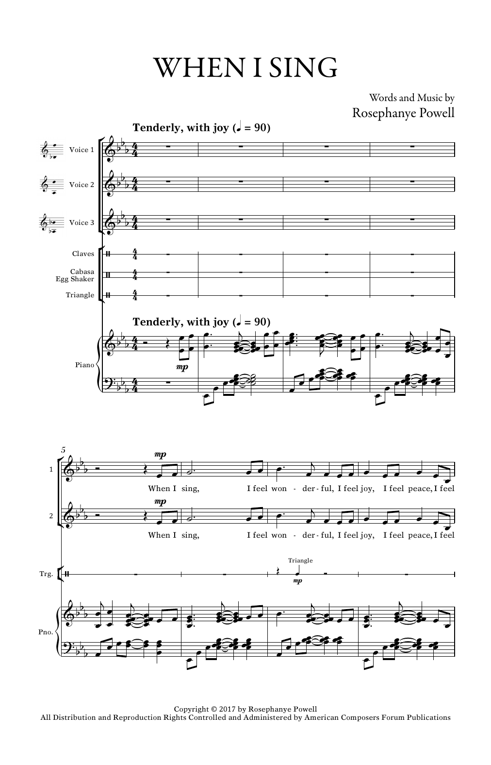 Rosephanye Powell When I Sing sheet music notes and chords arranged for 3-Part Mixed Choir