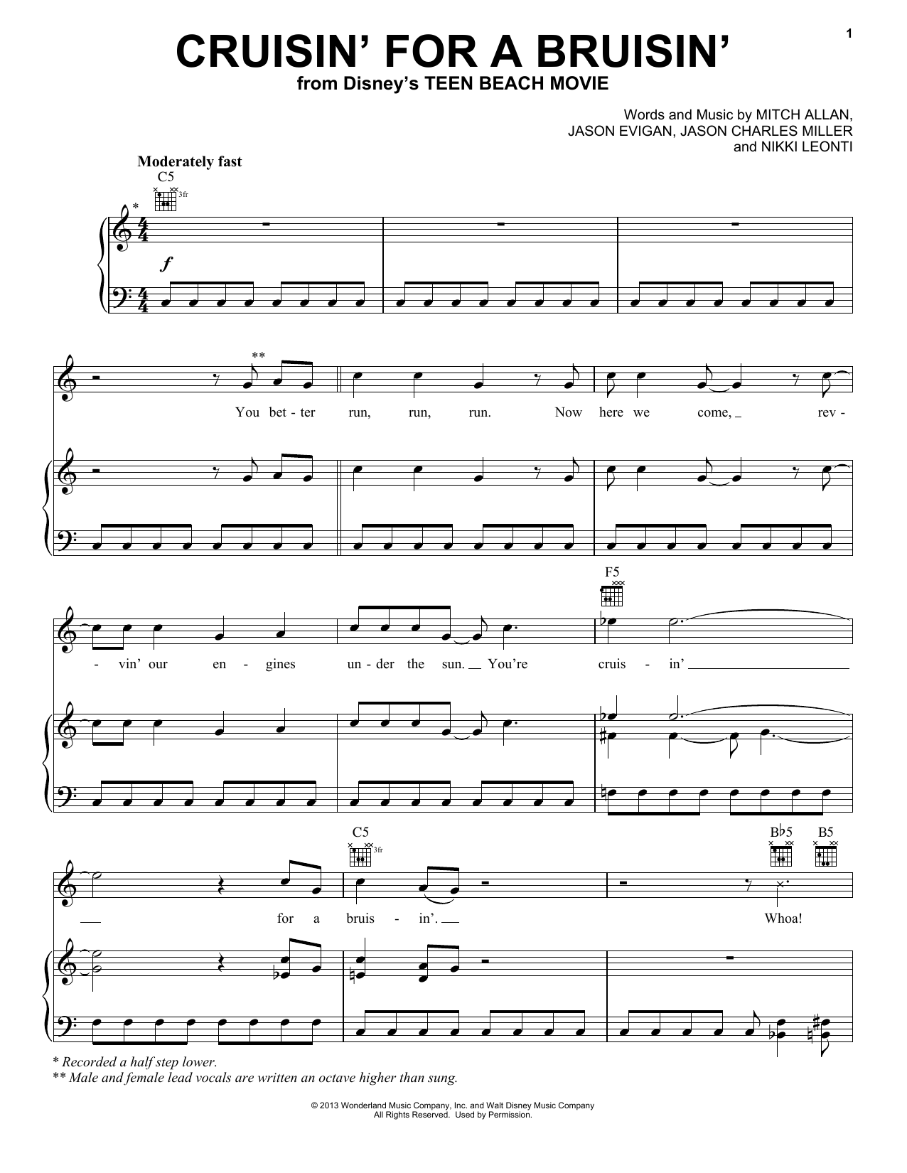 Ross Lynch Cruisin' For A Bruisin' sheet music notes and chords arranged for Piano, Vocal & Guitar Chords (Right-Hand Melody)