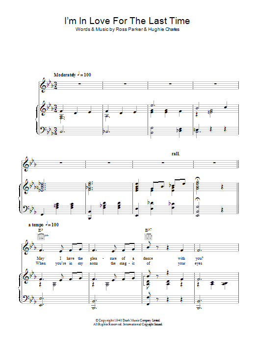 Ross Parker I'm In Love For The Last Time sheet music notes and chords arranged for Piano & Vocal