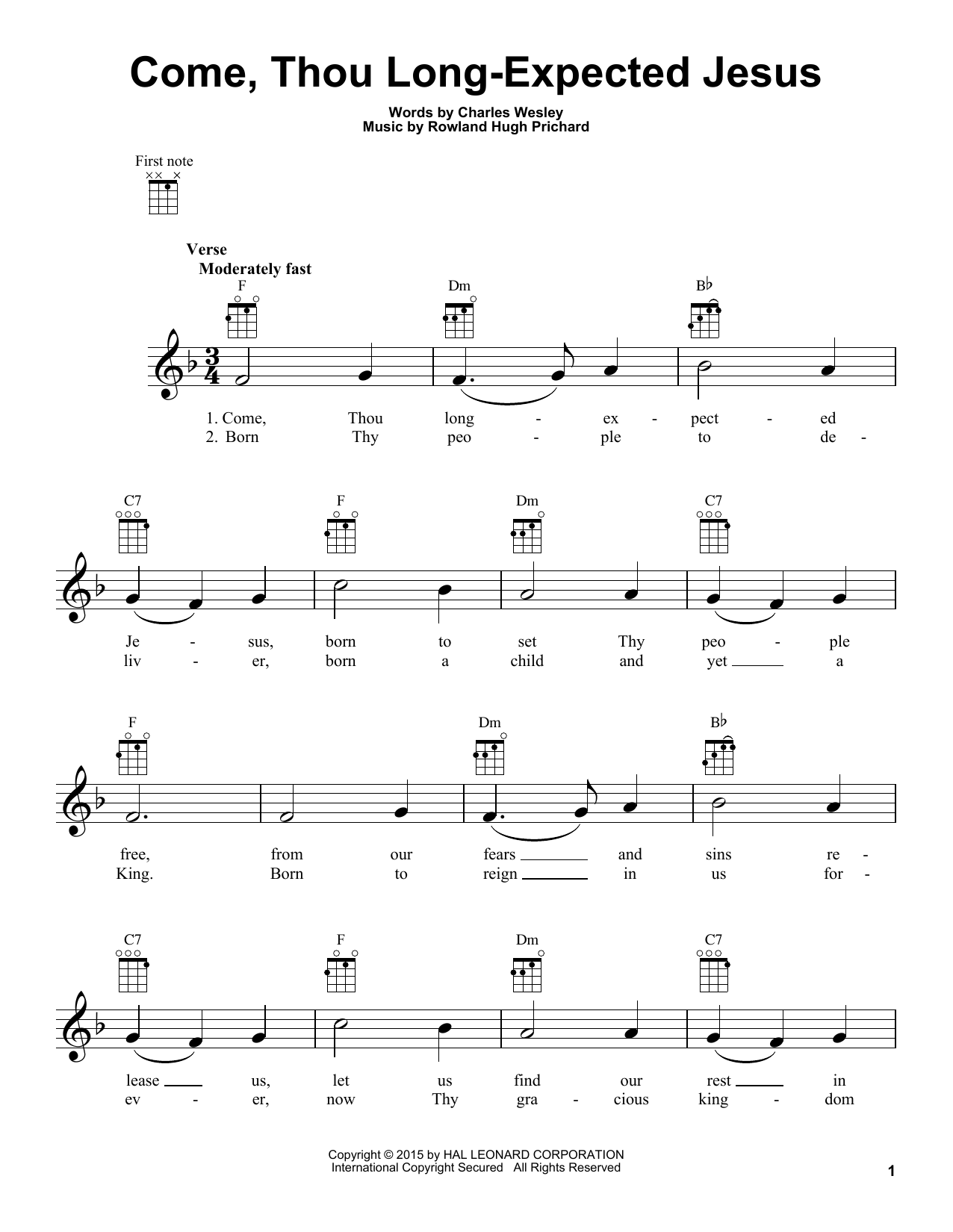 Rowland Hugh Prichard Come, Thou Long-Expected Jesus sheet music notes and chords arranged for Cello Solo