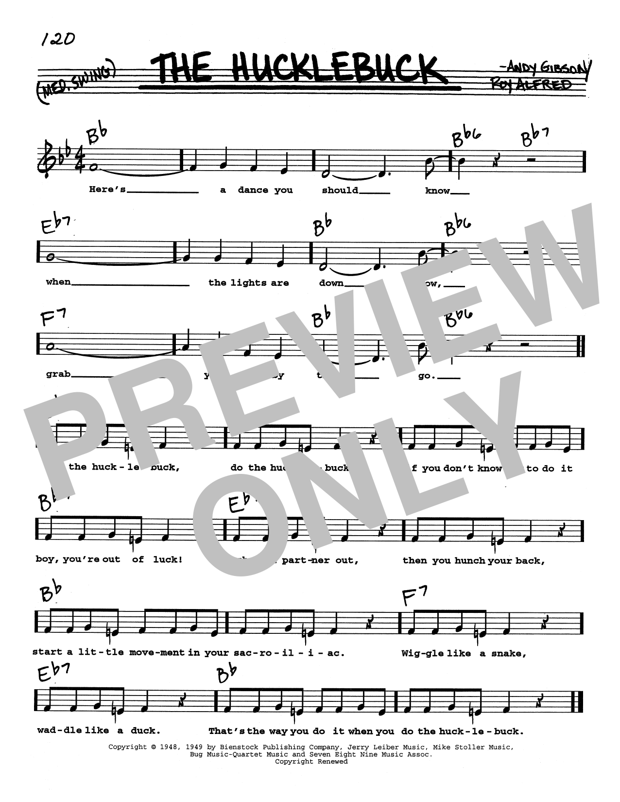 Roy Alfred The Hucklebuck (Low Voice) sheet music notes and chords arranged for Real Book – Melody, Lyrics & Chords