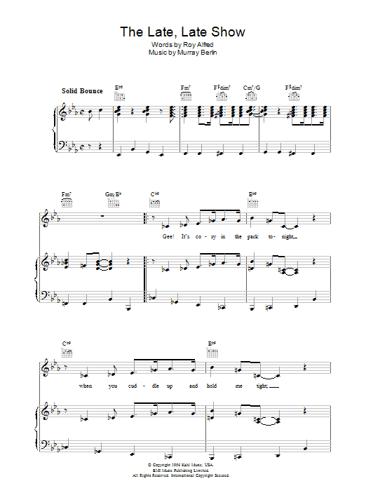 Roy Alfred The Late Late Show sheet music notes and chords arranged for Piano, Vocal & Guitar Chords