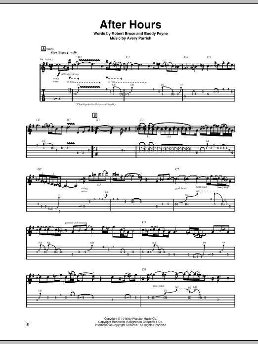 Roy Buchanan After Hours sheet music notes and chords arranged for Guitar Tab