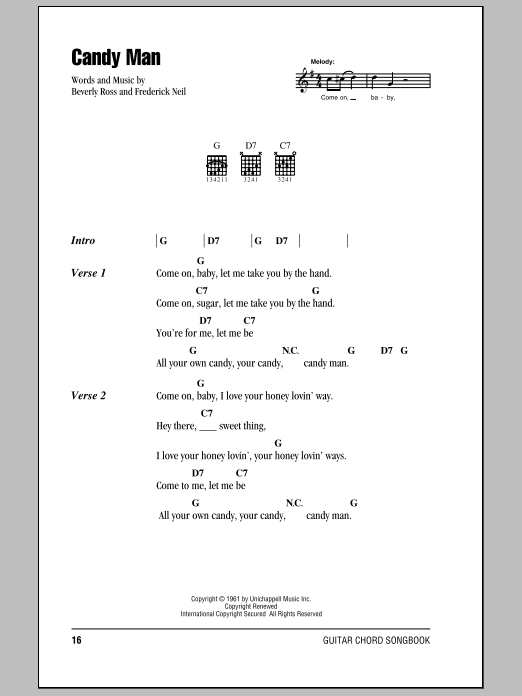 Roy Orbison Candy Man sheet music notes and chords arranged for Piano, Vocal & Guitar Chords (Right-Hand Melody)