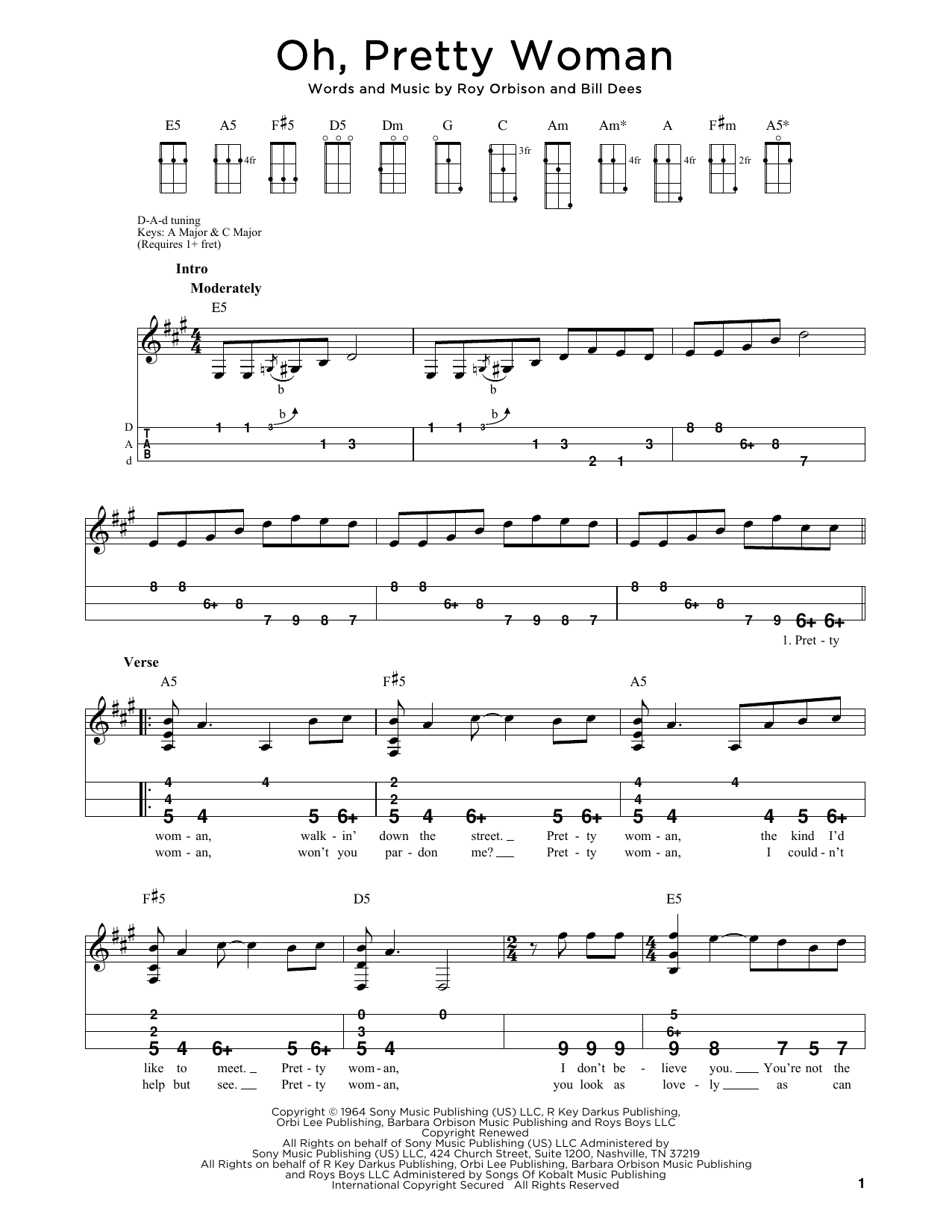Roy Orbison Oh, Pretty Woman (arr. Steven B. Eulberg) sheet music notes and chords arranged for Dulcimer