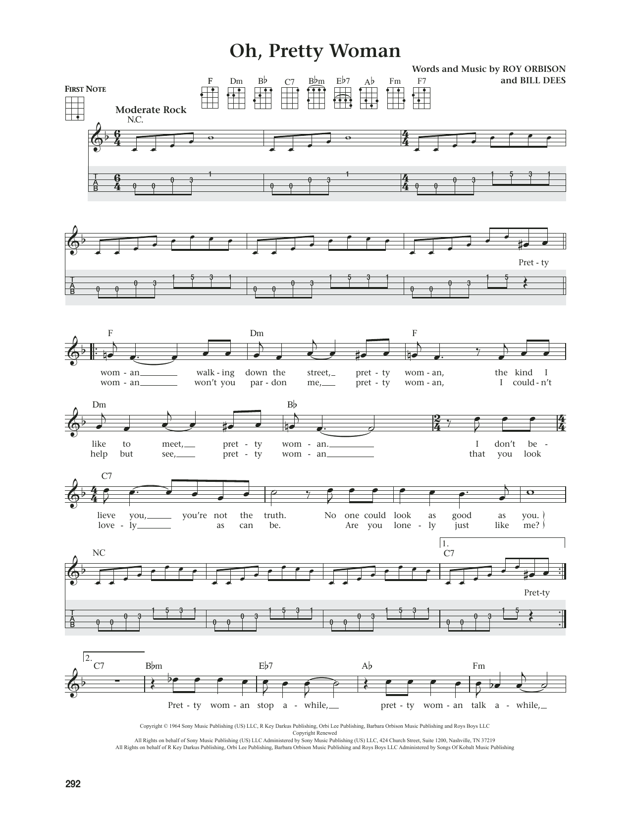 Roy Orbison Oh, Pretty Woman (from The Daily Ukulele) (arr. Jim Beloff) sheet music notes and chords arranged for Ukulele
