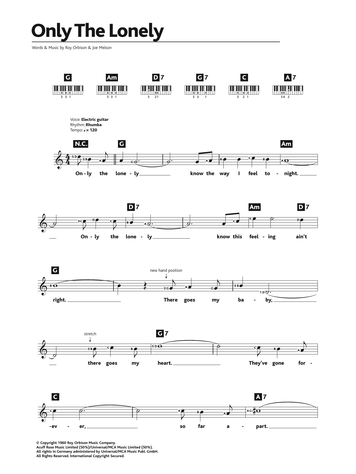 Roy Orbison Only The Lonely sheet music notes and chords arranged for Ukulele
