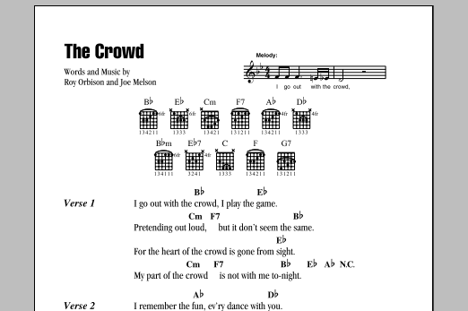 Roy Orbison The Crowd sheet music notes and chords arranged for Guitar Chords/Lyrics