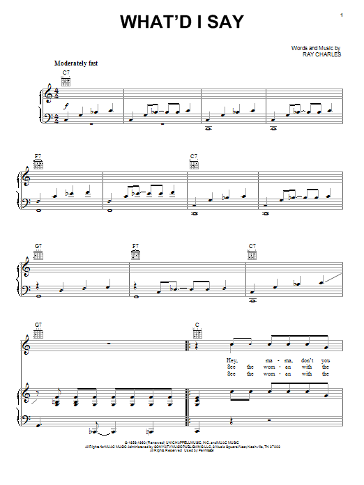 Roy Orbison What'd I Say sheet music notes and chords arranged for Piano, Vocal & Guitar Chords (Right-Hand Melody)