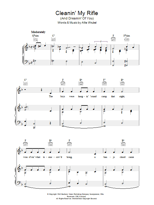Roy Rogers Cleanin' My Rifle (And Dreamin' Of You) sheet music notes and chords arranged for Piano, Vocal & Guitar Chords