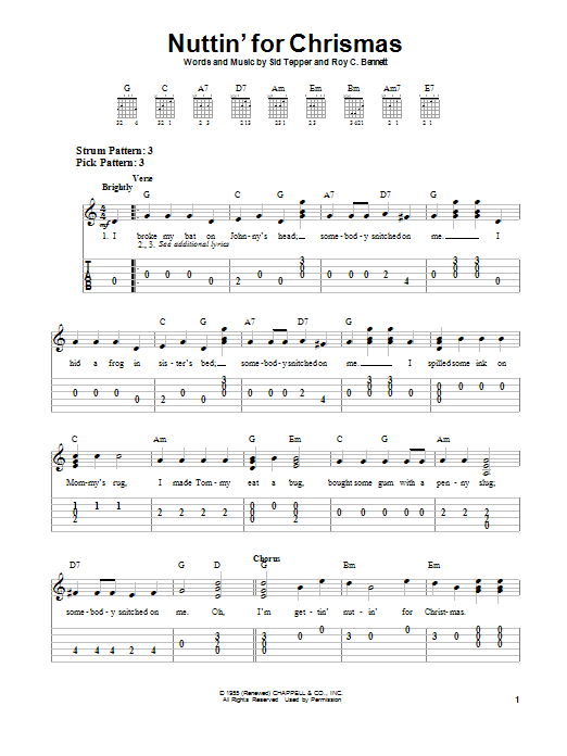 Roy Bennett Nuttin' For Christmas sheet music notes and chords. Download Printable PDF.