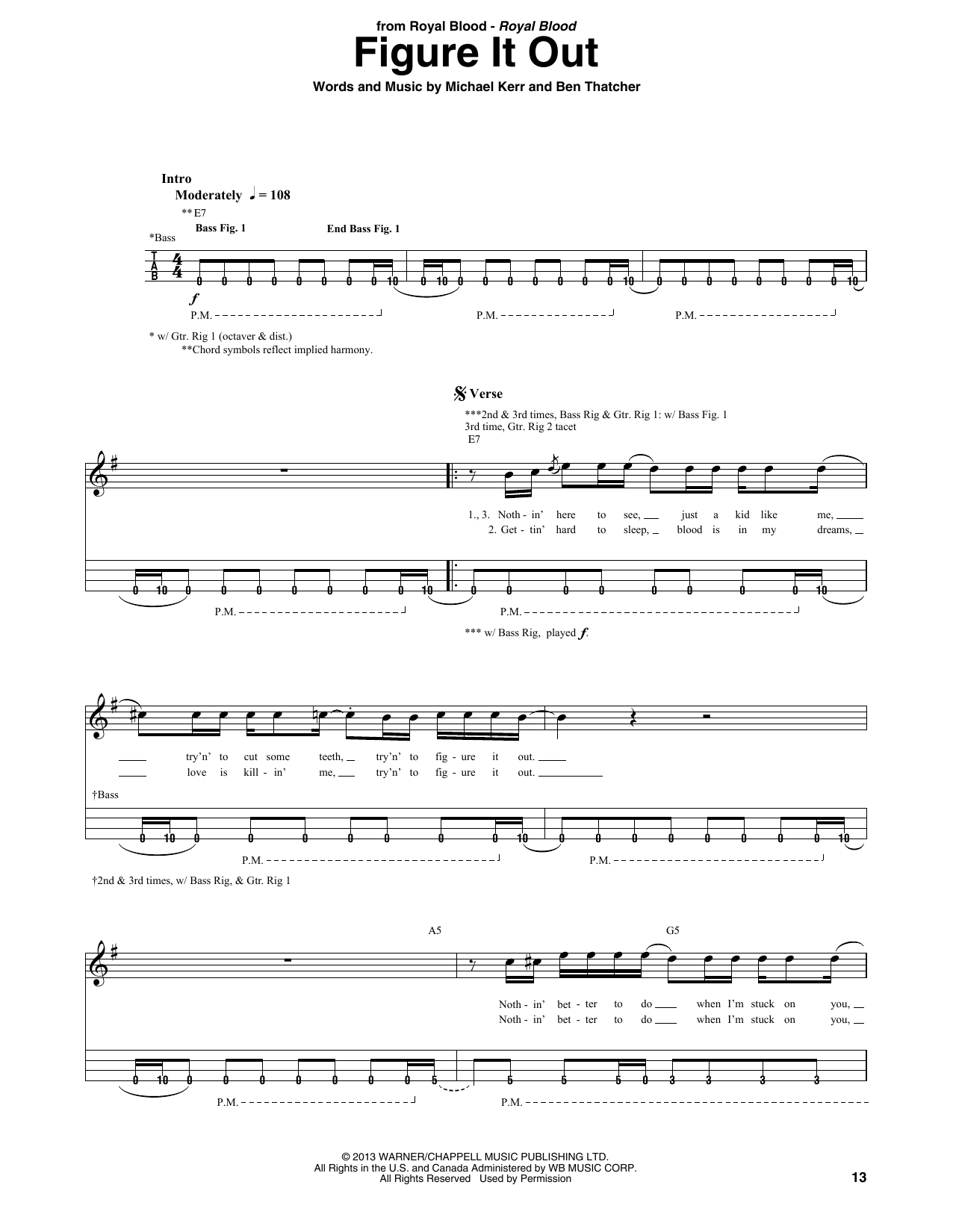 Royal Blood Figure It Out sheet music notes and chords arranged for Bass Guitar Tab