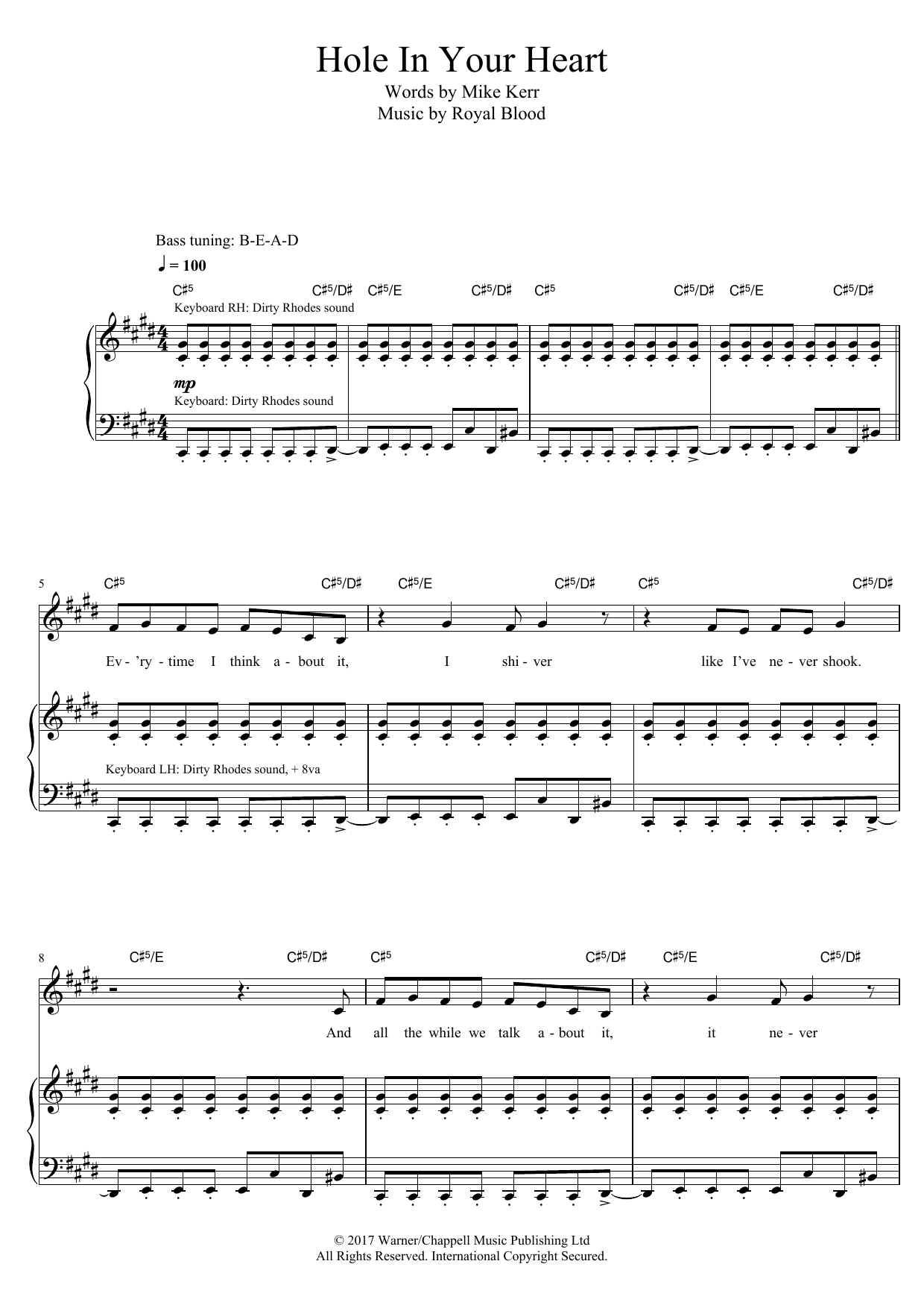 Royal Blood Hole In Your Heart sheet music notes and chords arranged for Bass Guitar Tab