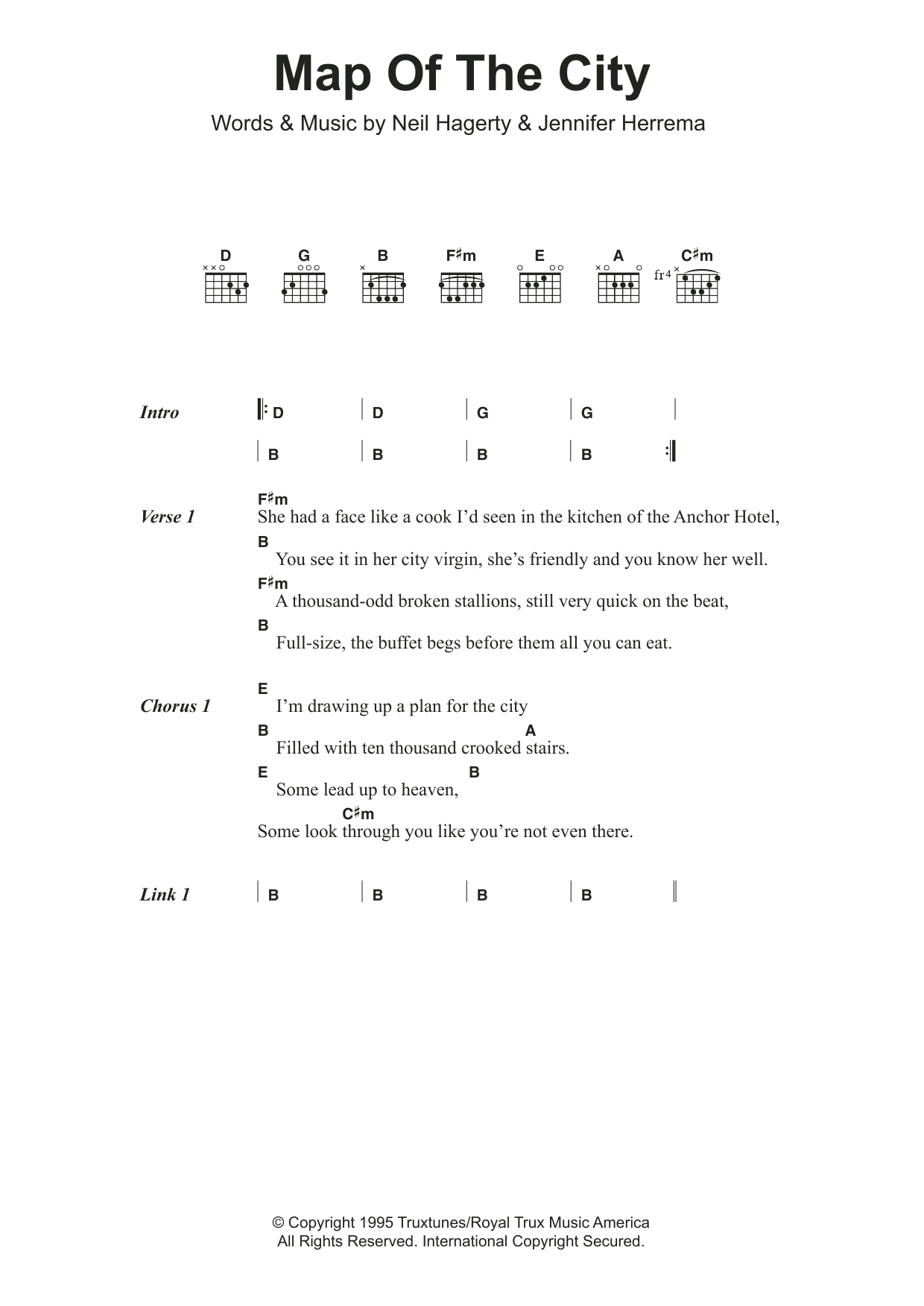 Royal Trux Map Of The City sheet music notes and chords arranged for Guitar Chords/Lyrics