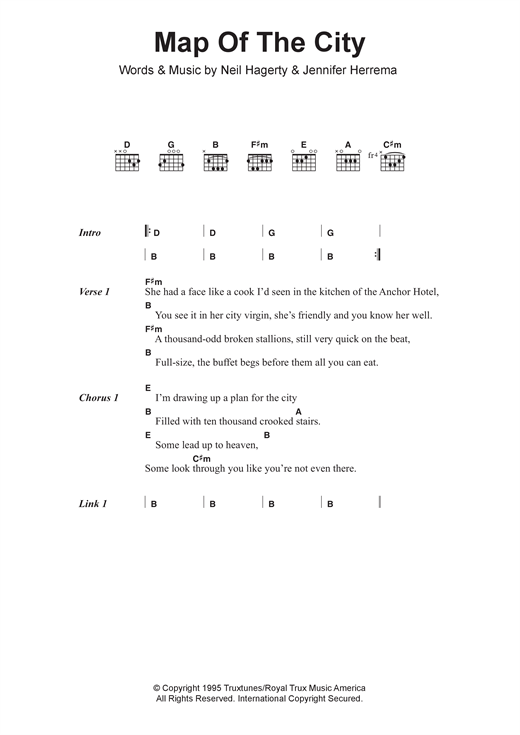 Royal Trux Map Of The City sheet music notes and chords arranged for Guitar Chords/Lyrics