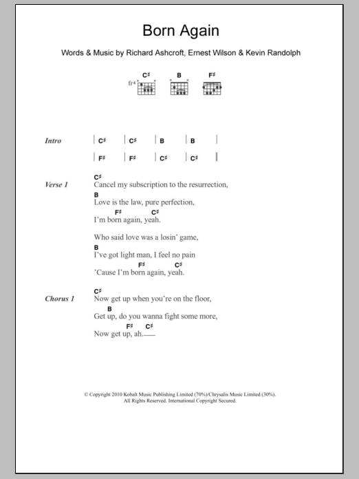 RPA & The United Nations Of Sound Born Again sheet music notes and chords arranged for Guitar Chords/Lyrics