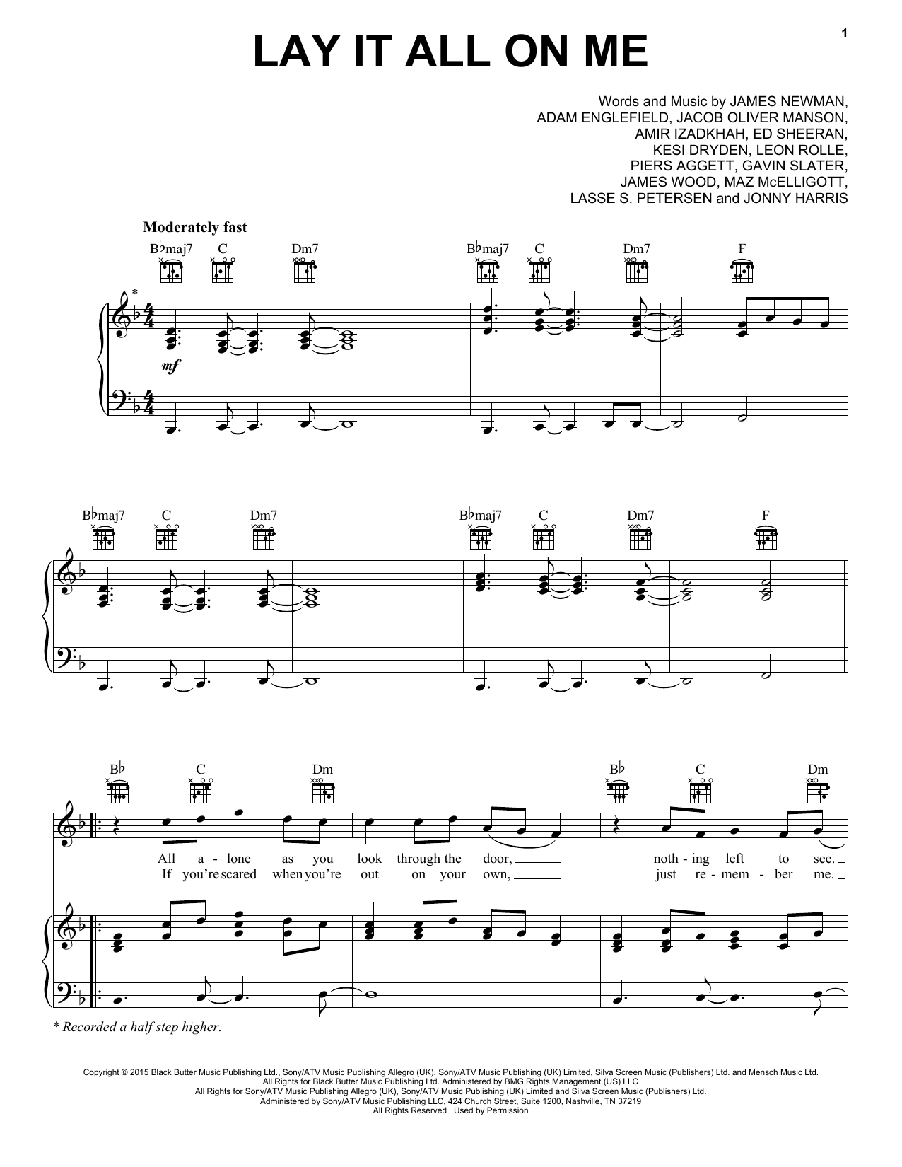 Rudimental feat. Ed Sheeran Lay It All On Me sheet music notes and chords arranged for Piano, Vocal & Guitar Chords (Right-Hand Melody)