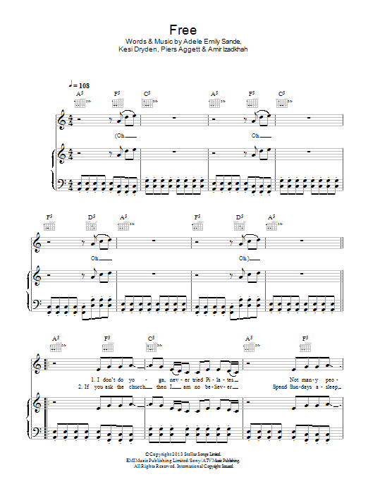 Rudimental featuring Emeli Sande Free sheet music notes and chords arranged for Piano, Vocal & Guitar Chords