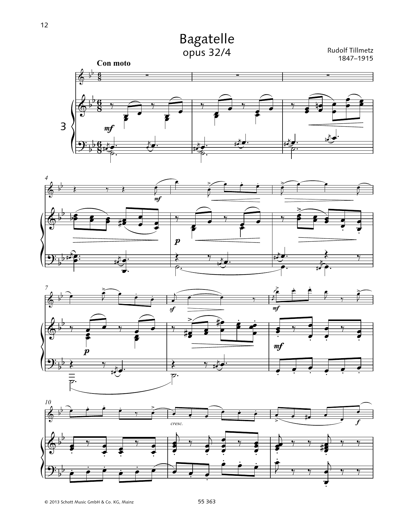Rudolph Tillmetz Bagatelle sheet music notes and chords arranged for Woodwind Solo