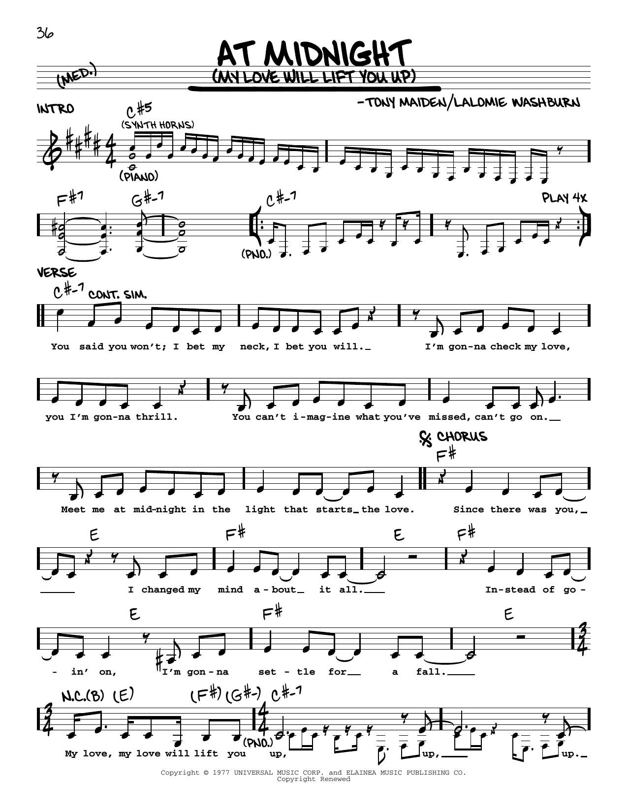 Rufus At Midnight (My Love Will Lift You Up) sheet music notes and chords arranged for Real Book – Melody & Chords