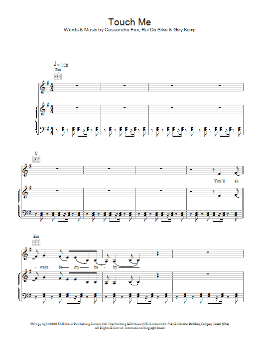 Rui Da Silva Touch Me sheet music notes and chords arranged for Piano, Vocal & Guitar Chords