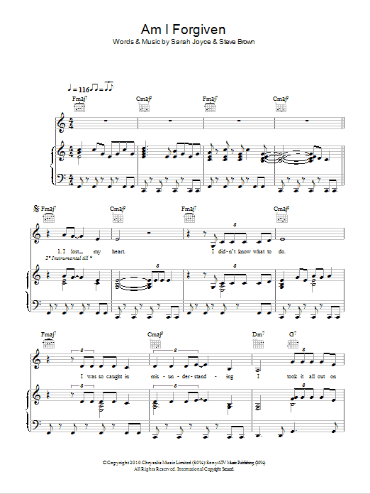 Rumer Am I Forgiven sheet music notes and chords arranged for Piano, Vocal & Guitar Chords