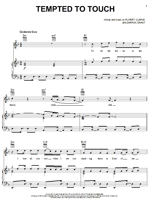 Rupee Tempted To Touch sheet music notes and chords arranged for Piano, Vocal & Guitar Chords (Right-Hand Melody)