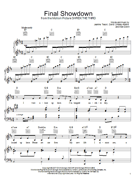 Rupert Everett Final Showdown sheet music notes and chords arranged for Piano, Vocal & Guitar Chords (Right-Hand Melody)