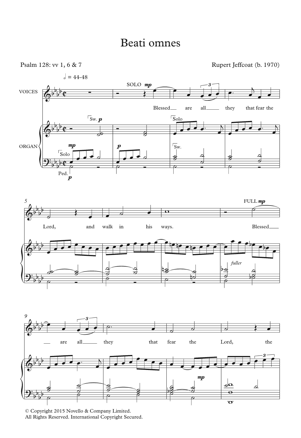 Rupert Jeffcoat Beati Omnes sheet music notes and chords arranged for Piano, Vocal & Guitar Chords