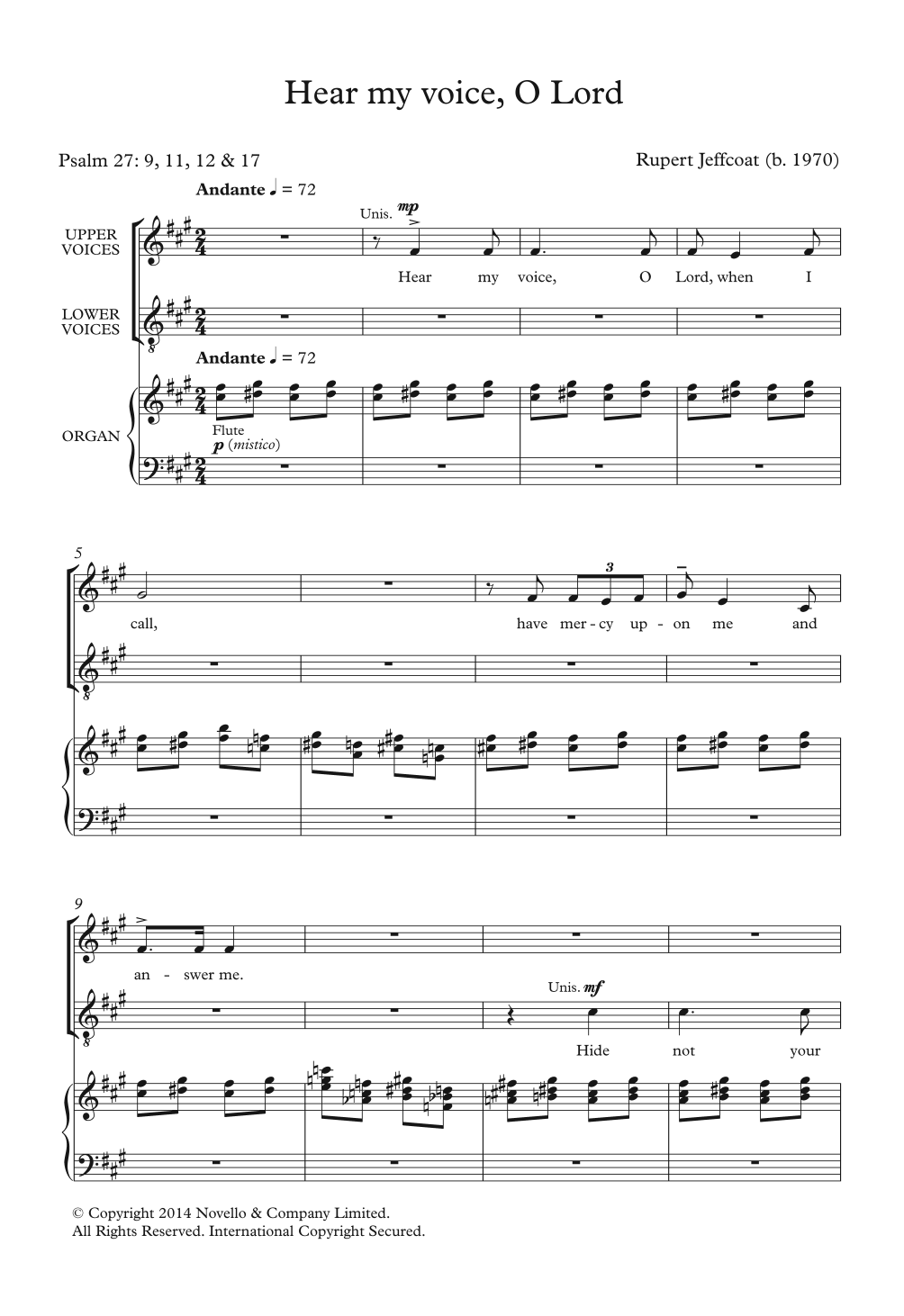 Rupert Jeffcoat Hear My Voice, O Lord sheet music notes and chords arranged for Choir