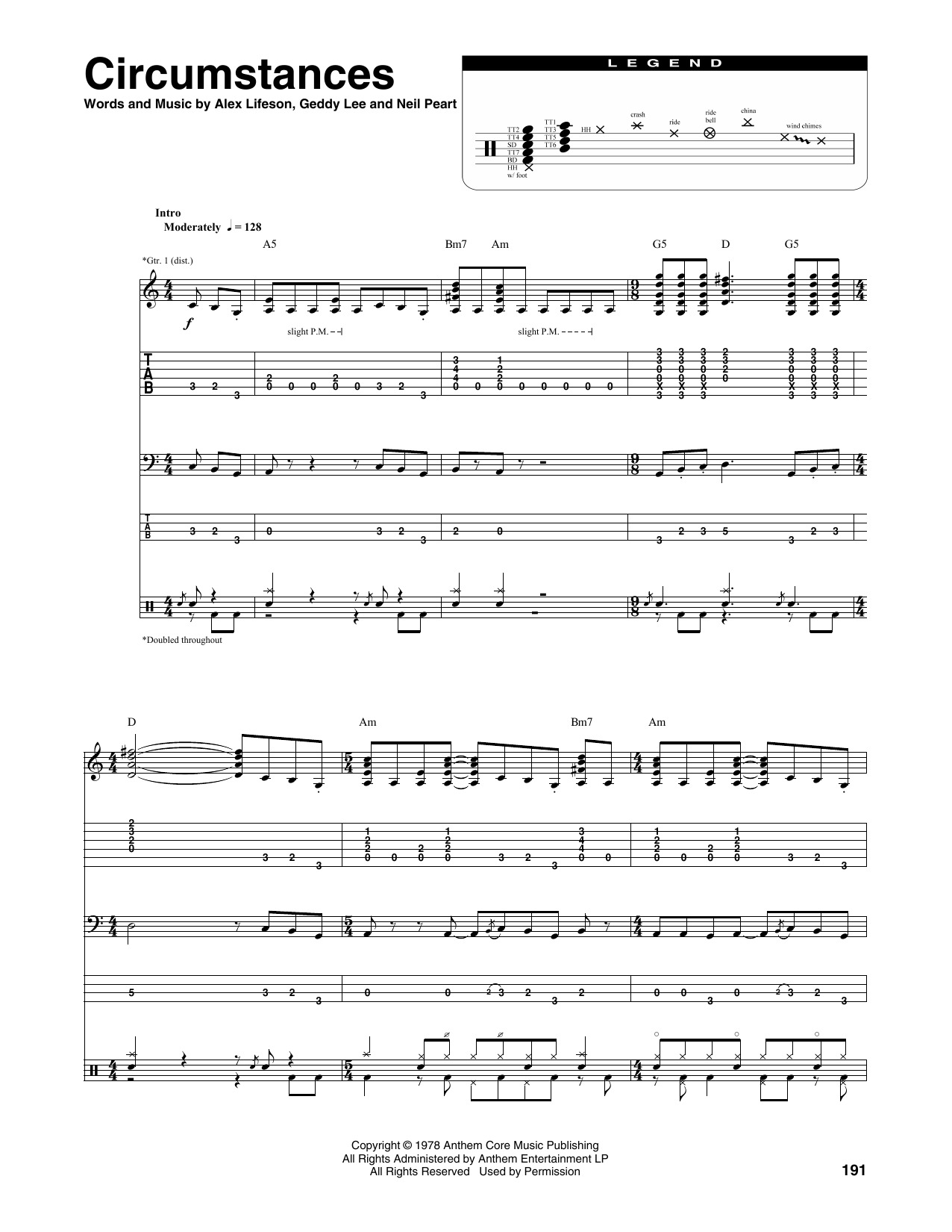 Rush Circumstances sheet music notes and chords arranged for Transcribed Score