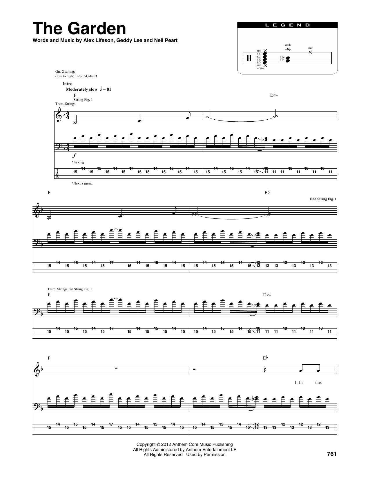Rush The Garden sheet music notes and chords arranged for Transcribed Score