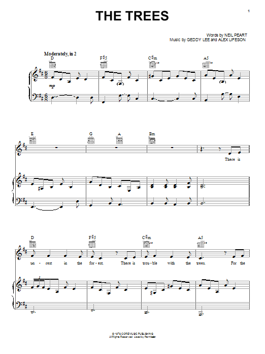 Rush The Trees sheet music notes and chords arranged for Bass Guitar Tab