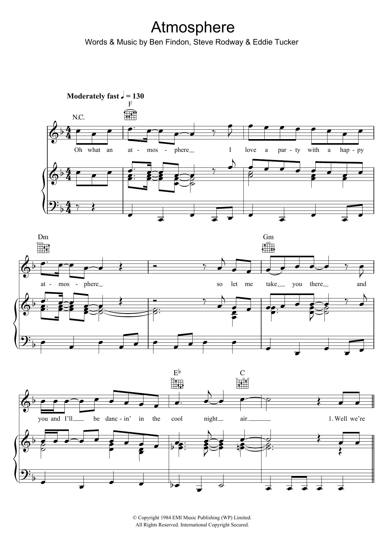 Russ Abbot Atmosphere sheet music notes and chords arranged for Piano, Vocal & Guitar Chords