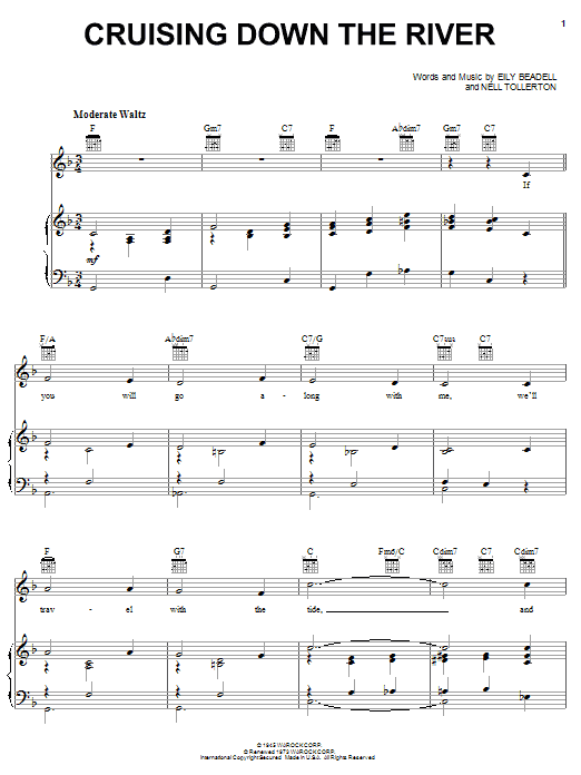 Russ Morgan Cruising Down The River sheet music notes and chords arranged for Piano, Vocal & Guitar Chords (Right-Hand Melody)