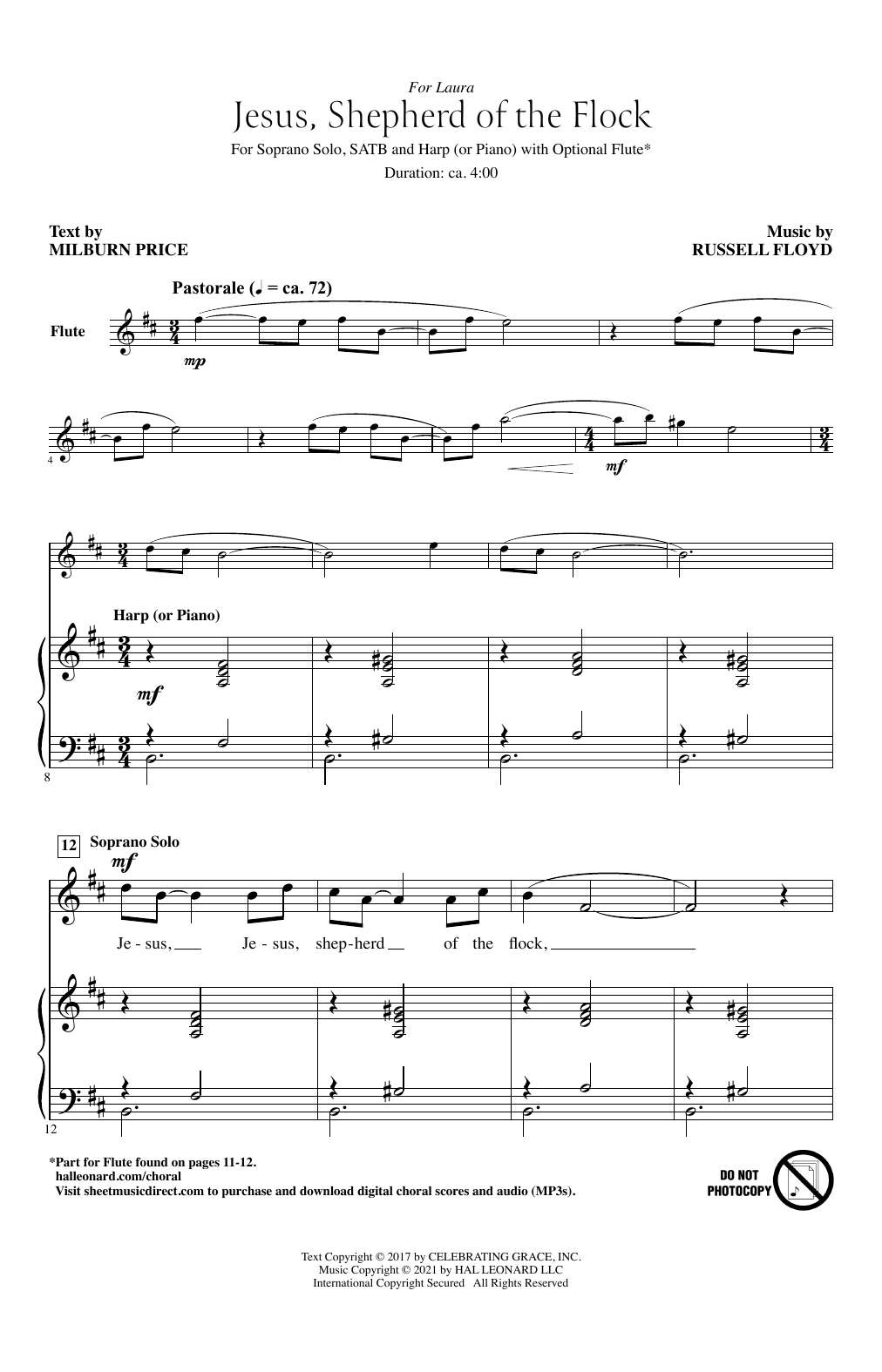 Russell Floyd Jesus, Shepherd Of The Flock sheet music notes and chords arranged for SATB Choir