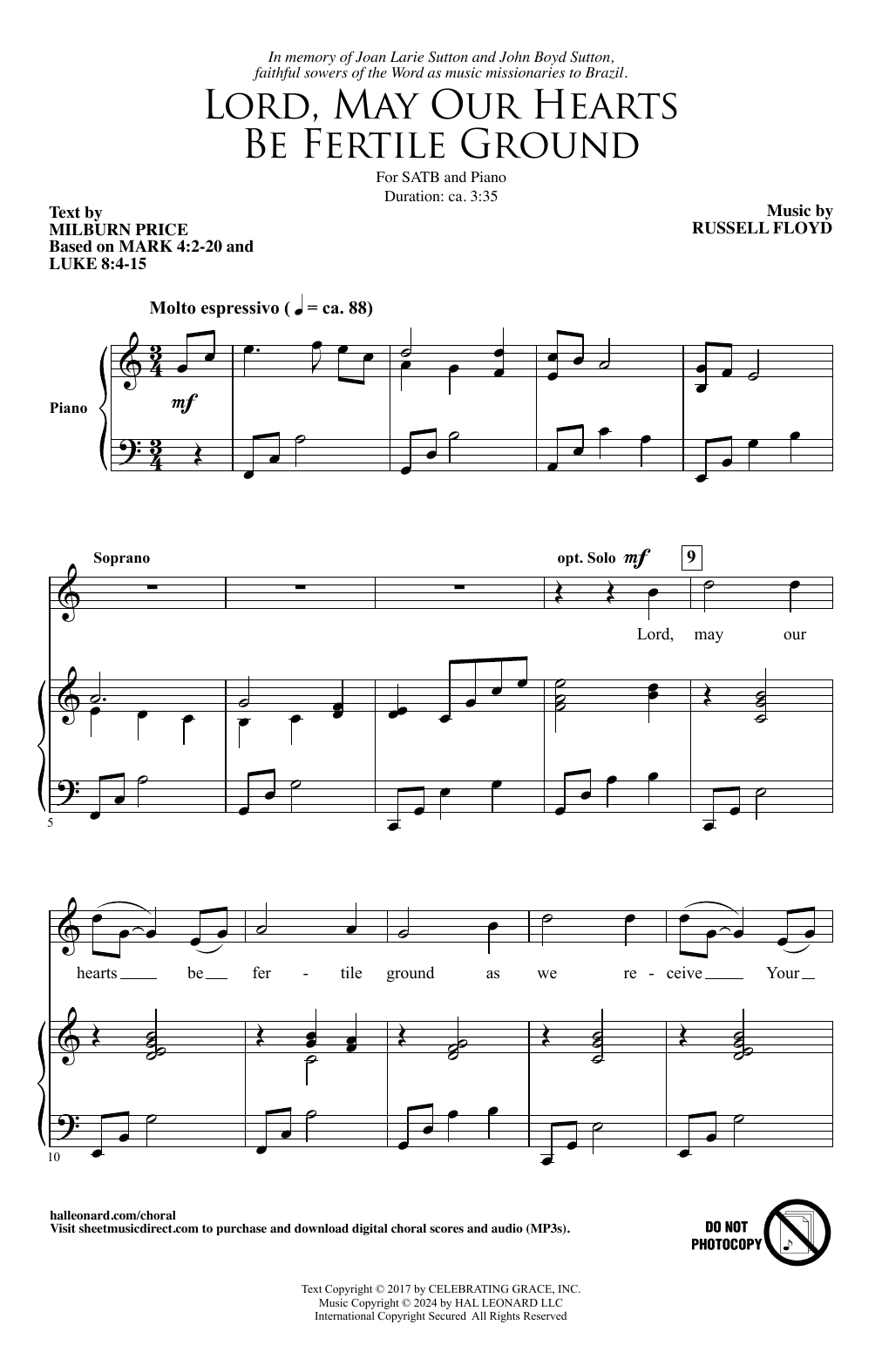 Russell Floyd Lord, May Our Hearts Be Fertile Ground sheet music notes and chords arranged for SATB Choir