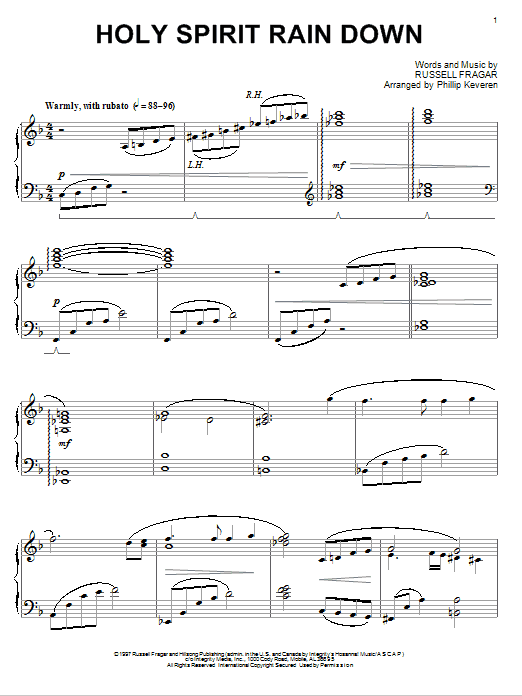 Russell Fragar Holy Spirit Rain Down [Jazz version] (arr. Phillip Keveren) sheet music notes and chords arranged for Piano Solo