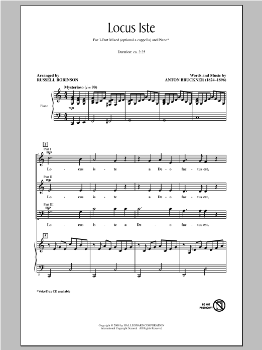 Russell Robinson Locus Iste sheet music notes and chords arranged for TTBB Choir