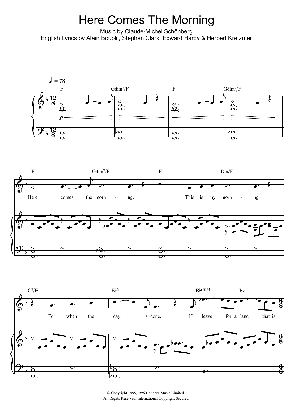 Russell Watson Here Comes The Morning (From Martin Guerre) sheet music notes and chords arranged for Piano & Vocal