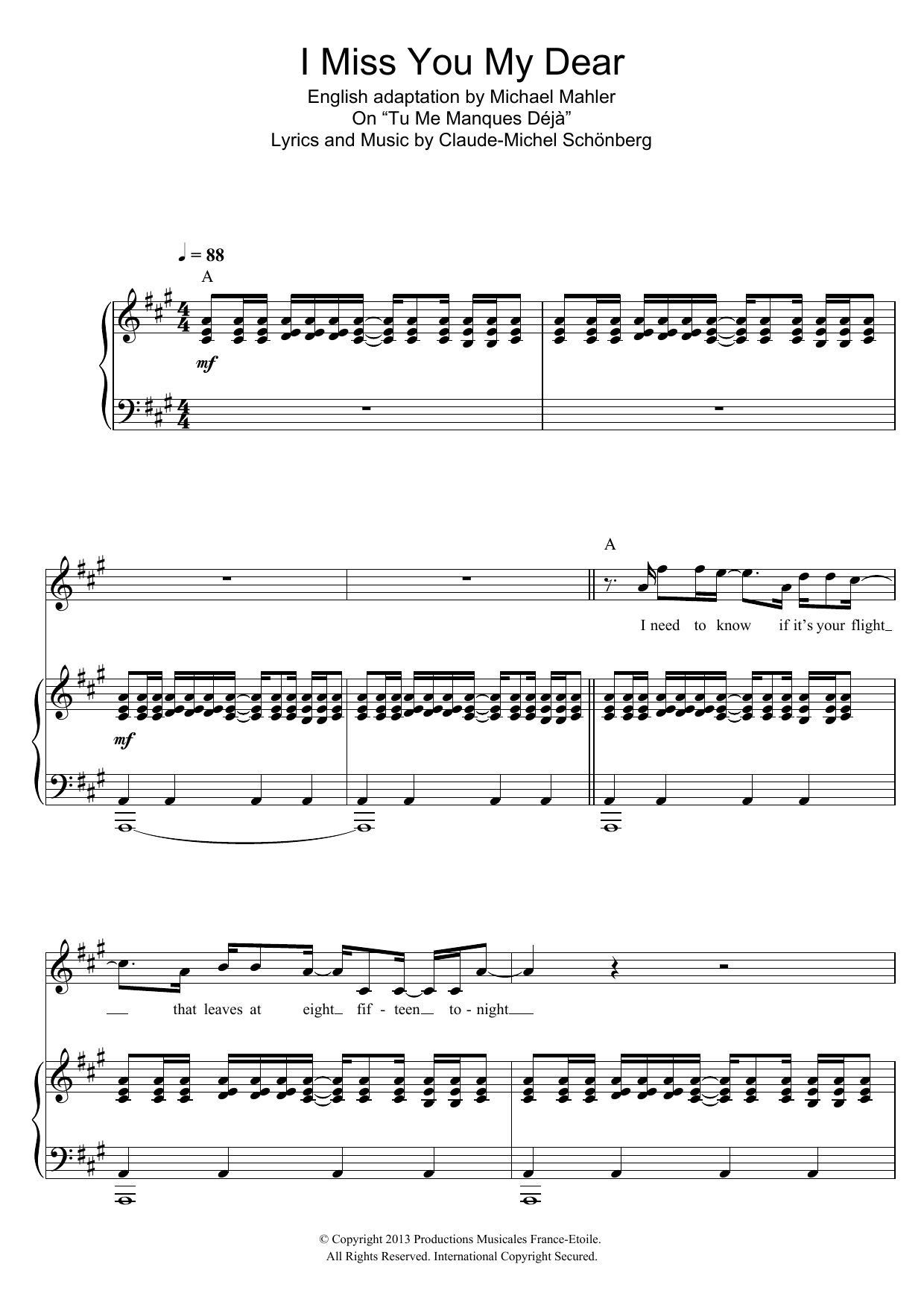 Russell Watson I Miss You My Dear sheet music notes and chords arranged for Piano & Vocal