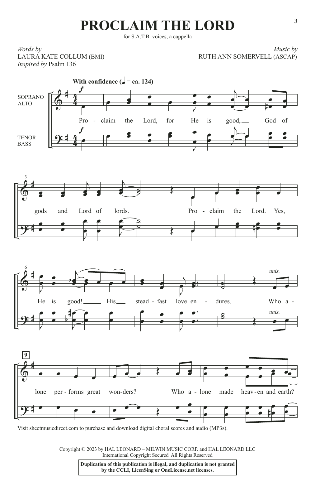 Ruth Ann Somervell Proclaim The Lord sheet music notes and chords arranged for SATB Choir