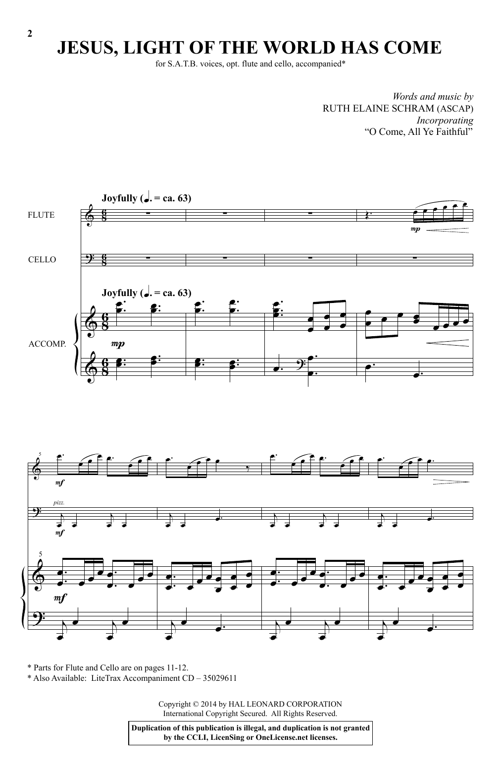 Ruth Elaine Schram Jesus, Light Of The World Has Come sheet music notes and chords arranged for SATB Choir