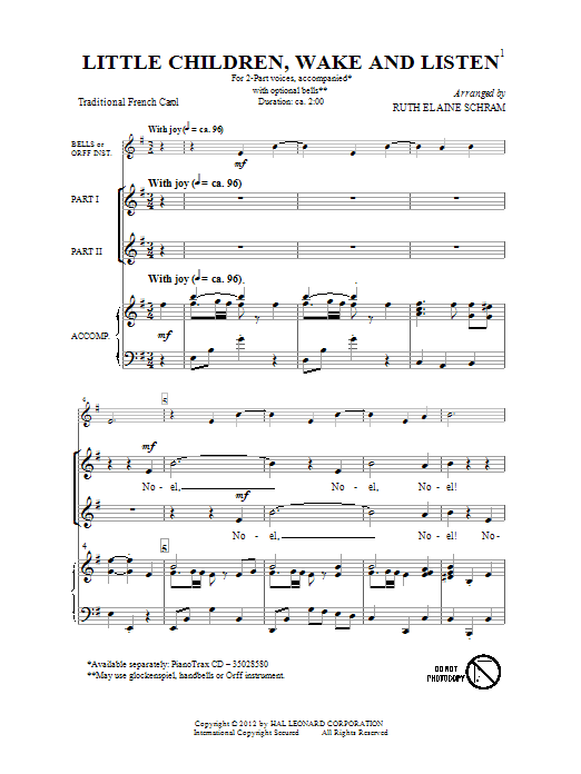 Ruth Elaine Schram Little Children, Wake And Listen sheet music notes and chords arranged for 2-Part Choir